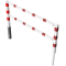 Access barriers | with triangular lock | swing-back | with top and quarter-bent bar | hot-dip galvanized and white coatedwith red reflecting stripes | total width: 2000 mm